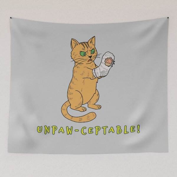 Item preview, Angry Ginger Cat with Ripped Green Sock Illustration  designed and sold by LeshanArt.