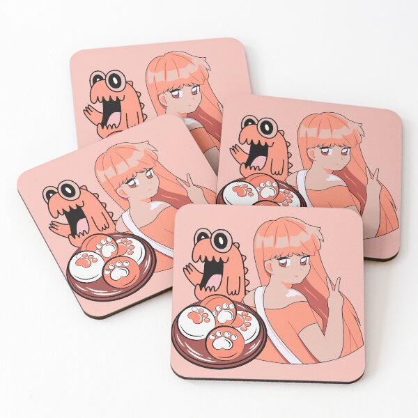 Item preview, Peach Anime Girl with Cat Paw Mochis and Funny Dinosaur designed and sold by Kanniax.