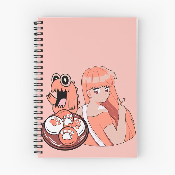 Item preview, Peach Anime Girl with Cat Paw Mochis and Funny Dinosaur designed and sold by Kanniax.