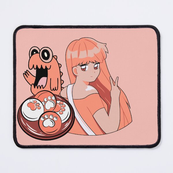 Item preview, Peach Anime Girl with Cat Paw Mochis and Funny Dinosaur designed and sold by Kanniax.