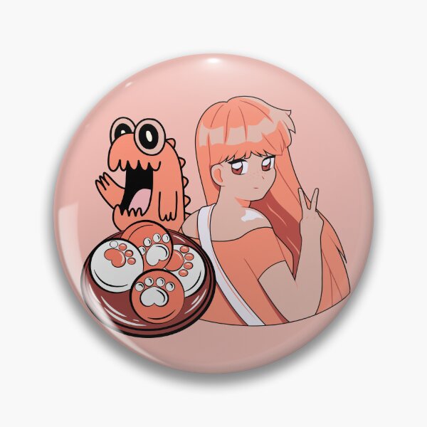 Item preview, Peach Anime Girl with Cat Paw Mochis and Funny Dinosaur designed and sold by Kanniax.