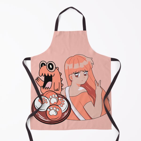 Item preview, Peach Anime Girl with Cat Paw Mochis and Funny Dinosaur designed and sold by Kanniax.