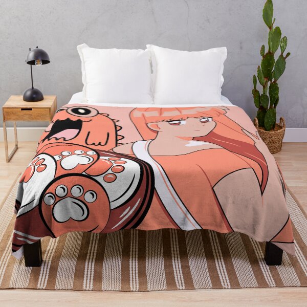 Item preview, Peach Anime Girl with Cat Paw Mochis and Funny Dinosaur designed and sold by Kanniax.