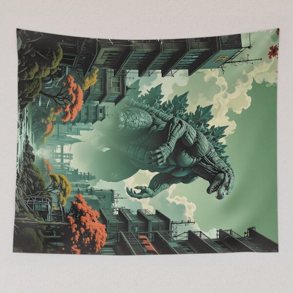 Item preview, Cinematic Kaiju Rising Above Futuristic Metropolitan Skyline designed and sold by BorgSpareParts.