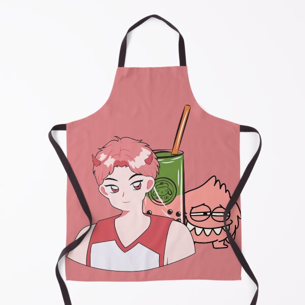 Item preview, Anime Demon Boy with Matcha Strawberry Bubble Tea and Pink Monster designed and sold by Kanniax.