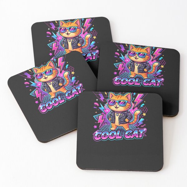 Item preview, Cool Cat 80s Retro Neon Sunglasses Cute Cat Lover T-Shirt designed and sold by Egyptian king ⭐⭐⭐⭐⭐.