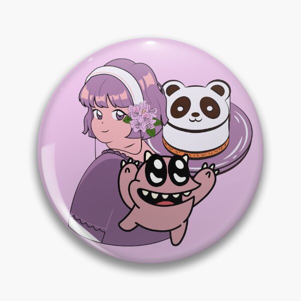Item preview, Lavender Anime Girl with Panda Cake and Big Eyed Monster designed and sold by Kanniax.