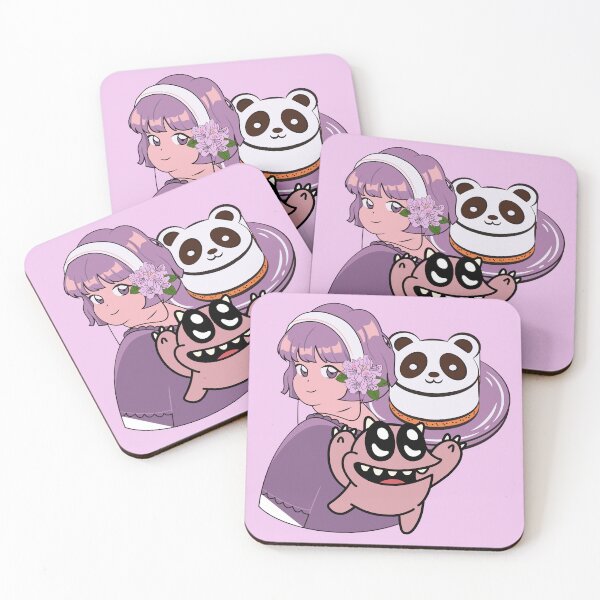 Item preview, Lavender Anime Girl with Panda Cake and Big Eyed Monster designed and sold by Kanniax.