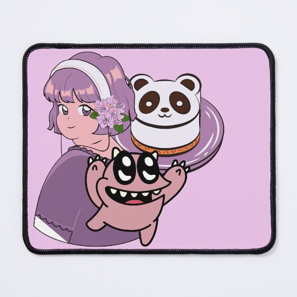 Item preview, Lavender Anime Girl with Panda Cake and Big Eyed Monster designed and sold by Kanniax.