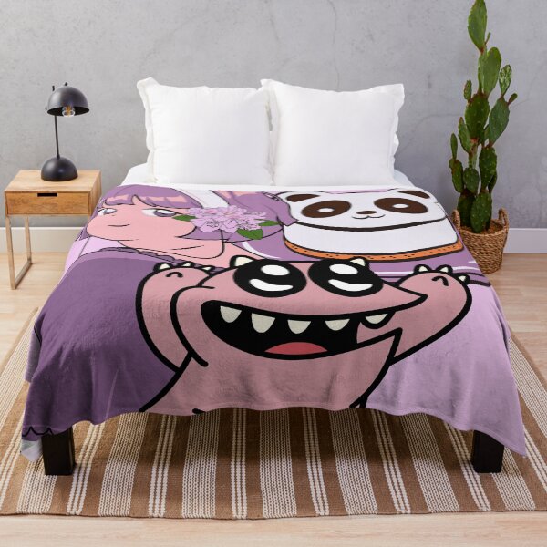 Item preview, Lavender Anime Girl with Panda Cake and Big Eyed Monster designed and sold by Kanniax.
