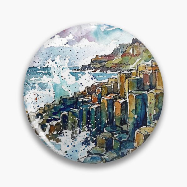 Item preview, Giant’s Causeway Ink & Watercolour Art Print designed and sold by Printpix.