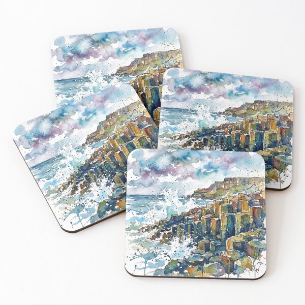 Item preview, Giant’s Causeway Ink & Watercolour Art Print designed and sold by Printpix.