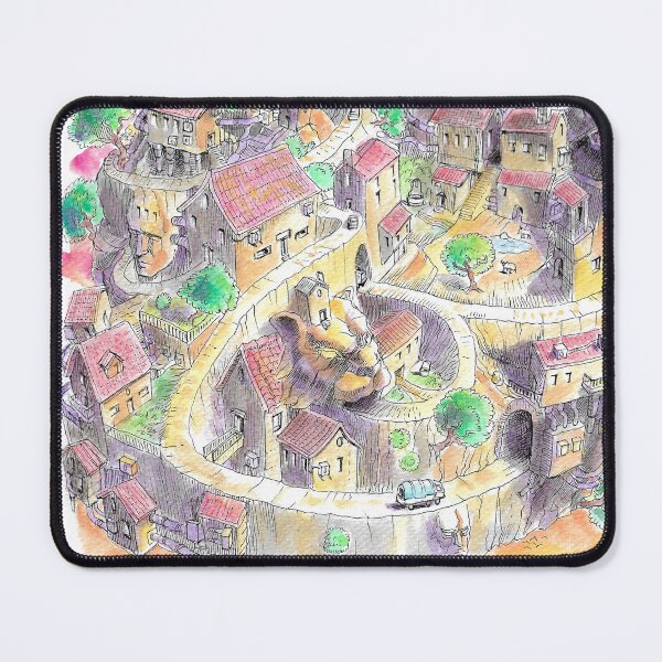 Item preview, Fantasy anime manga village landscape ink art designed and sold by Paintbase.