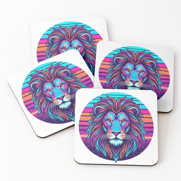 Item preview, Neon Synthwave Lion Portrait Retro Art Print designed and sold by Sky-bully.