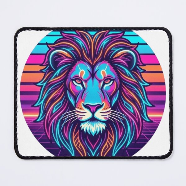 Item preview, Neon Synthwave Lion Portrait Retro Art Print designed and sold by Sky-bully.