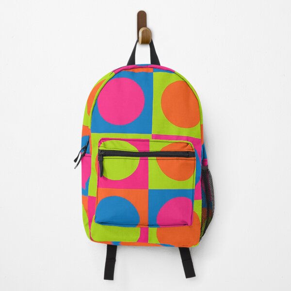 Item preview, 60s Mod Pop Art – Vibrant Neon Rainbow Circles & Squares designed and sold by Ela Art Space .