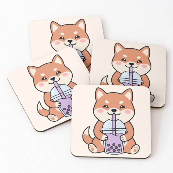 Item preview, Kawaii Shiba Inu Dog Drinking Boba Tea designed and sold by Imaginationbeyond.
