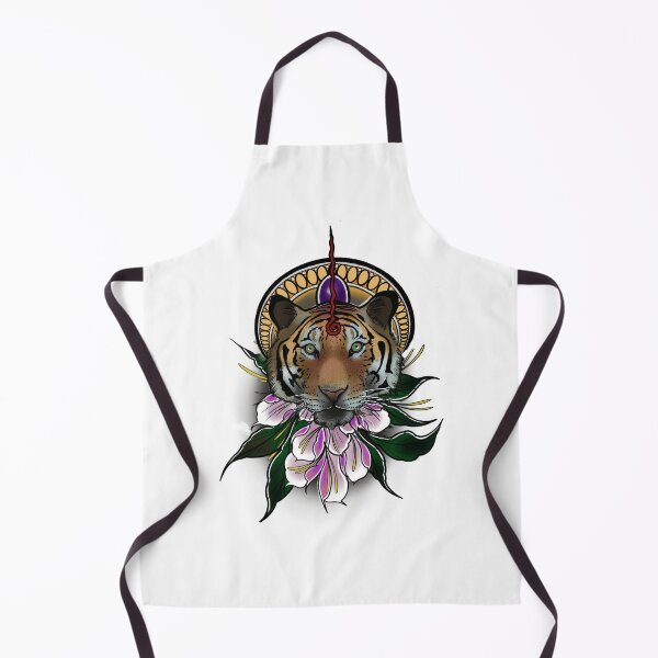Item preview, Hindu Tiger Face with Lotus – Sacred Animal Tattoo Art designed and sold by therisnell.