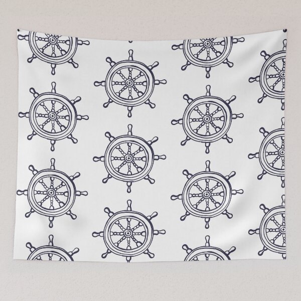 Item preview, Hand Drawn Steering Wheel Maritime Sketch Illustration designed and sold by missbobbit.