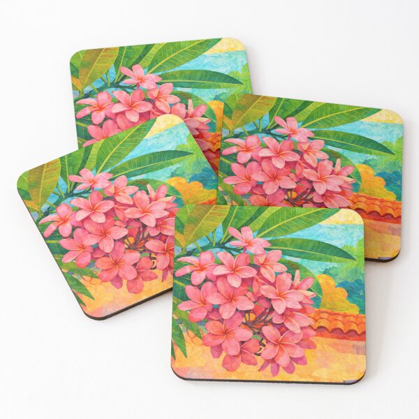 Item preview, Plumeria Flowers under the sun, Papercut Collage Childrens Book Illustration, designed and sold by SWSandraWechner.
