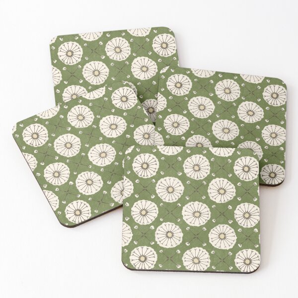 Item preview, Retro Dandelion Puffball Pattern on Moss Green designed and sold by Itouchedabee.