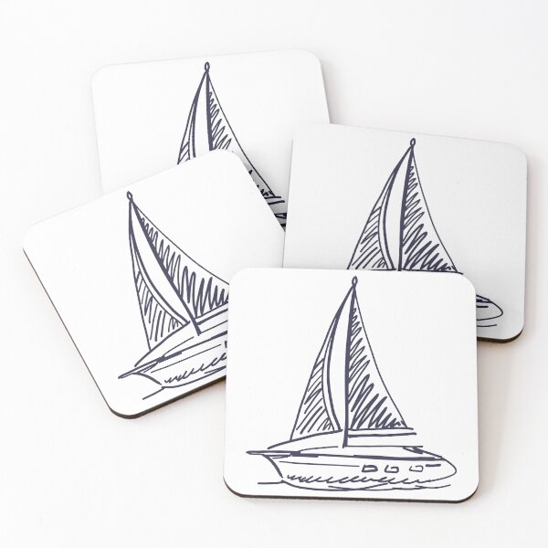 Item preview, Ilustración de boceto náutico de lujo de un yate dibujado a mano designed and sold by missbobbit.