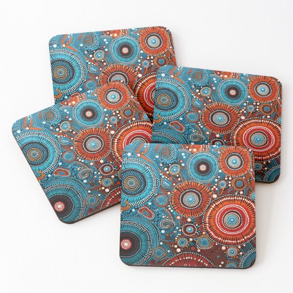 Item preview, Aboriginal Inspired Dot Art - Water Lava Flowers Pattern designed and sold by GrinGalore.