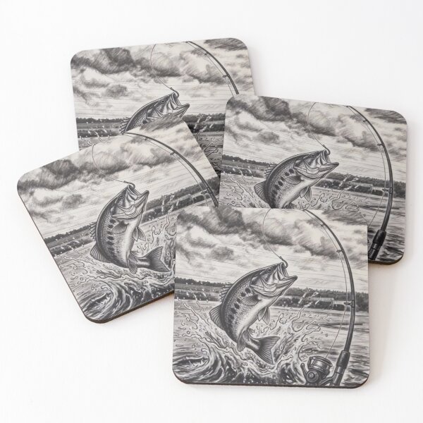 Item preview, Realistic Charcoal Bass Fish Jumping designed and sold by CiaraCharcoal.