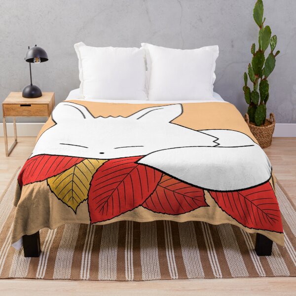 Item preview, Sleeping White Fox on Autumn Leaves Illustration designed and sold by ubborn.