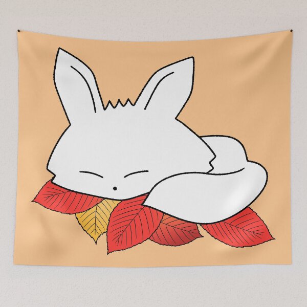 Item preview, Sleeping White Fox on Autumn Leaves Illustration designed and sold by ubborn.