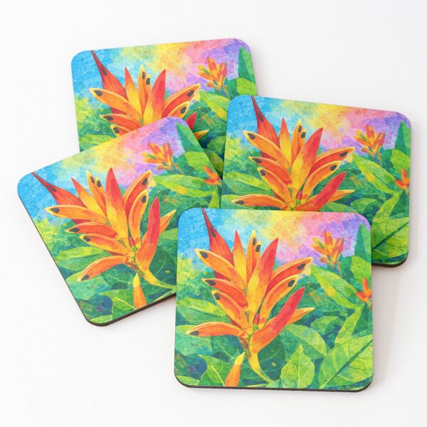 Item preview, Vibrant Heliconia flowers, Mixed Media Digital Collage designed and sold by SWSandraWechner.