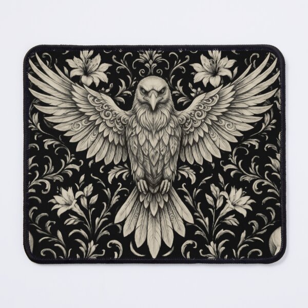 Item preview, Vintage Silver Crow & Skull Baroque Damask - Gothic Noir Pattern designed and sold by cabuks.