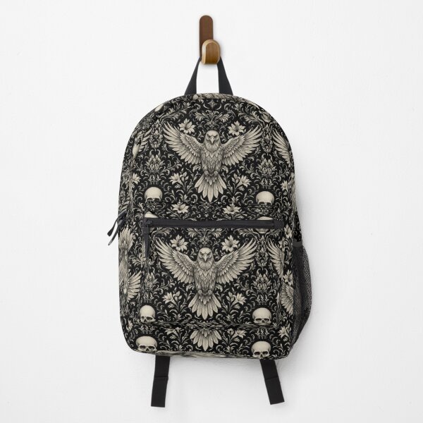 Item preview, Vintage Silver Crow & Skull Baroque Damask - Gothic Noir Pattern designed and sold by cabuks.
