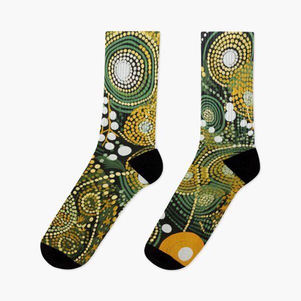 Item preview, Aboriginal Inspired Dot Art - Green Floral Pattern designed and sold by GrinGalore.