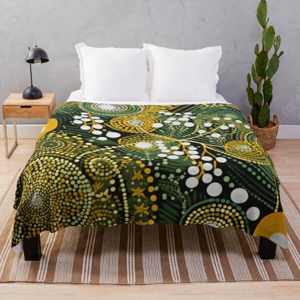 Item preview, Aboriginal Inspired Dot Art - Green Floral Pattern designed and sold by GrinGalore.