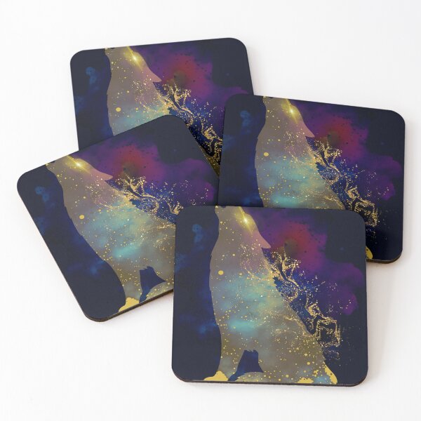 Item preview, Mystical Galaxy Wolf: Gilded Stardust Howling designed and sold by Diseño que alegran tu día.