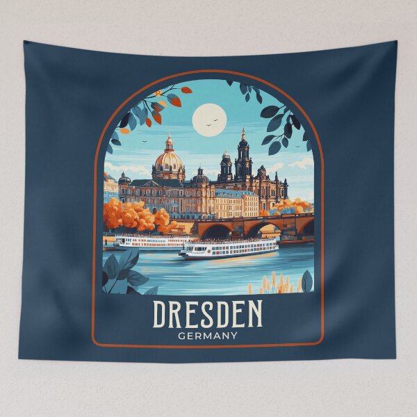 Item preview, Dresden Vintage Travel Illustration designed and sold by HomeLivingCo.
