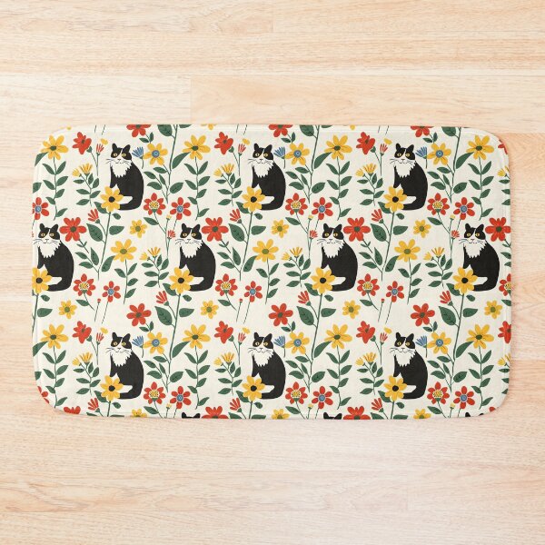 Item preview, Floral Black Cat Pattern designed and sold by xiao xuans.