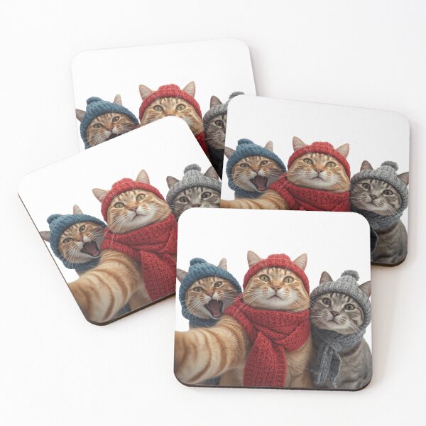 Item preview, Funny Winter Cats Selfie - Three Cute Kittens in Beanies and Scarves designed and sold by Timastorart.