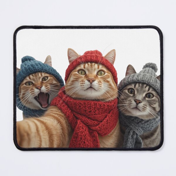 Item preview, Funny Winter Cats Selfie - Three Cute Kittens in Beanies and Scarves designed and sold by Timastorart.