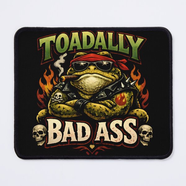 Item preview, Toadally Badass Funny Biker Toad Pun designed and sold by Imaginationbeyond.