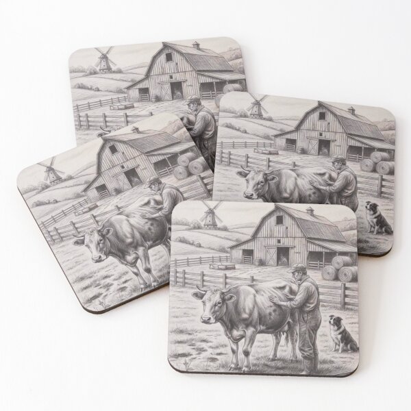 Item preview, Realistic Charcoal Farm Life Scene designed and sold by CiaraCharcoal.