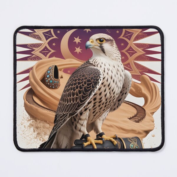 Item preview, Arabian Falcon on Black Falconry Glove - Desert Mandala Swirl - Premium Bird of Prey Art designed and sold by GoldenVerseArt.