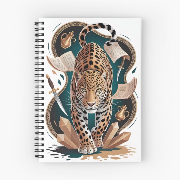 Item preview, Arabian Leopard Front Face - Teal Gold Surreal Wildlife - Dagger Dallah Crystal Art designed and sold by GoldenVerseArt.