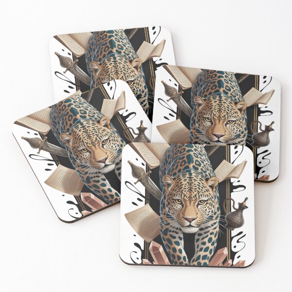 Item preview, Dark Arabian Leopard Gothic Frame - Teal Spotted Big Cat - Intense Wildlife Streetwear Art designed and sold by GoldenVerseArt.