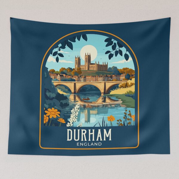 Item preview, Durham Vintage Travel Illustration designed and sold by HomeLivingCo.