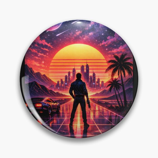 Item preview, Synthwave Outrun City – Neon Cyberpunk Sunset Grid Retro Futuristic Artwork designed and sold by 486DesignCo.