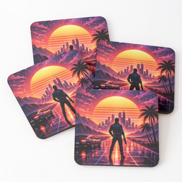 Item preview, Synthwave Outrun City – Neon Cyberpunk Sunset Grid Retro Futuristic Artwork designed and sold by 486DesignCo.
