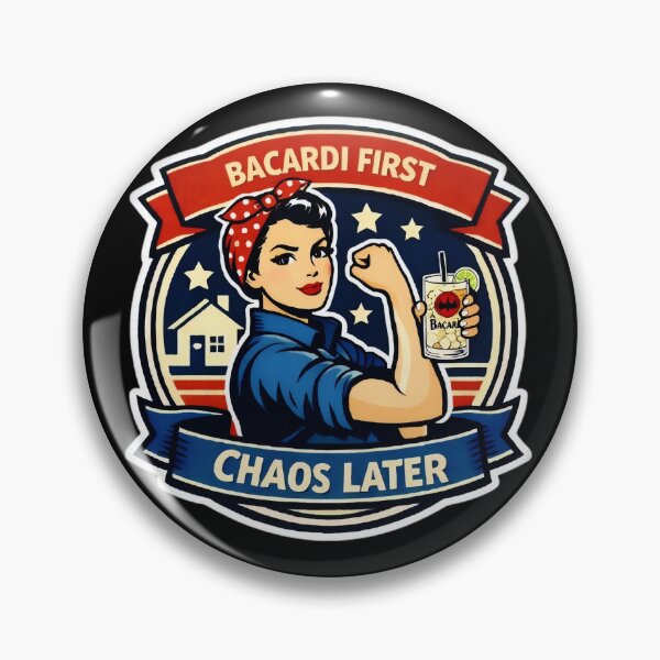 Item preview, Bacardi First, Chaos Later retro Rosie the Riveter Inspired | Muggy & Mo designed and sold by MuggyandMo.