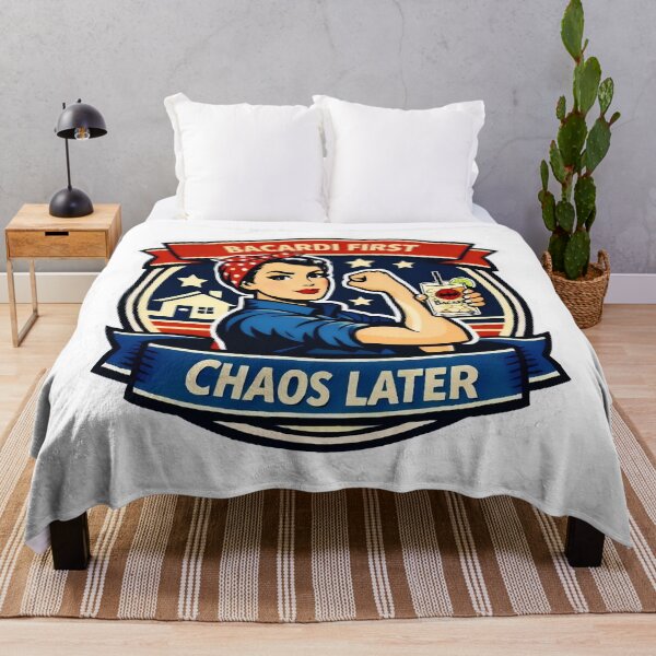 Item preview, Bacardi First, Chaos Later retro Rosie the Riveter Inspired | Muggy & Mo designed and sold by MuggyandMo.